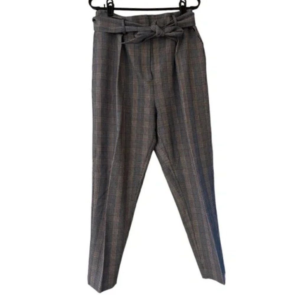 Equipment Women’s Tie Waist Plaid Wool Blend Trousers size 10